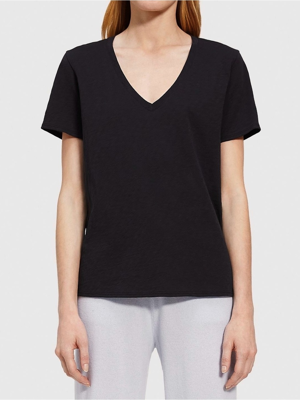 Theory Silk Cotton V-Neck Tee